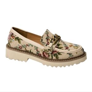 Corkys Literally Sand Brocade Floral Loafers Flowers New